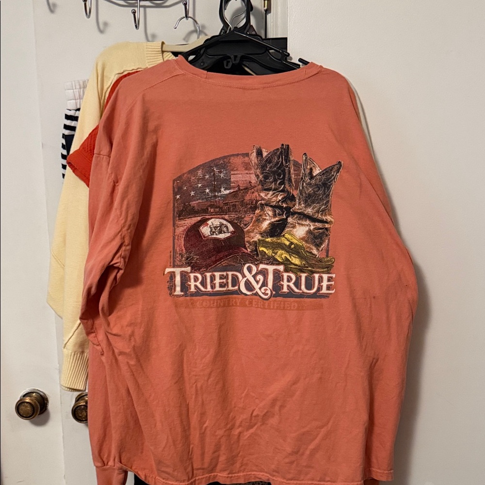 Men's Orange Graphic Long Sleeve Tee